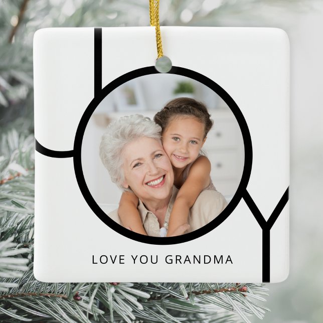 Love You Grandma Photo Christmas Ceramic Ornament (Creator Uploaded)