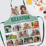 Love You Grandma Photo Collage Green Apron<br><div class="desc">Experience the joy of gifting with our personalised grandmother apron. This masterpiece boasts a 13-photo collage, adorned by a stylish green backdrop paired with an affectionate phrase 'we love you grandma'. Add the names of your beloved grandchildren to complete the picture. Perfect for birthdays or Mother's Day, this apron is...</div>