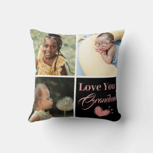 Love You Grandma Photo Collage Handwritten Text Cushion
