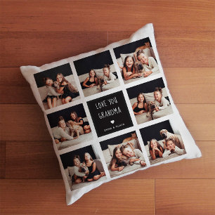 Love You Grandma Photo Collage Handwritten Text Cushion