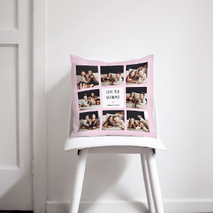 Love You Grandma Photo Collage Handwritten Text Cushion