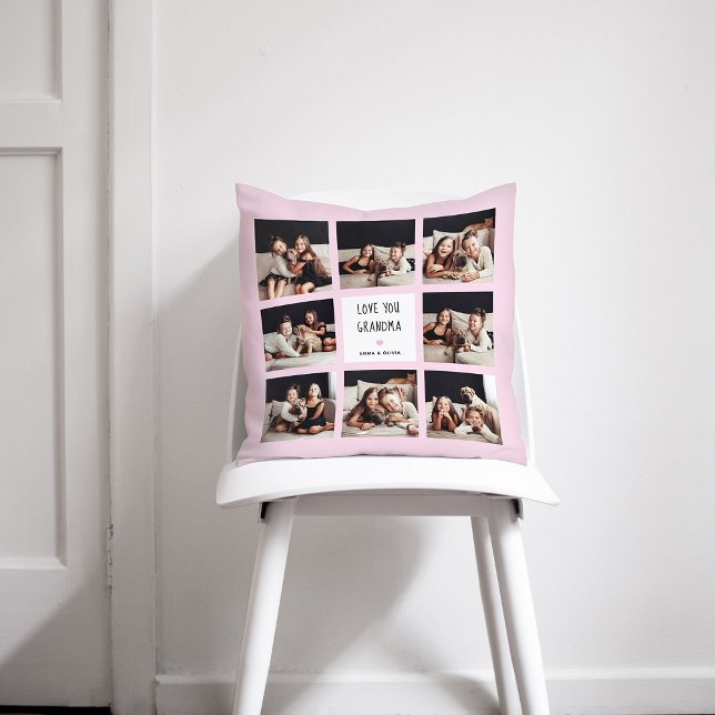 Love You Grandma | Photo Collage Handwritten Text Cushion (Creator Uploaded)