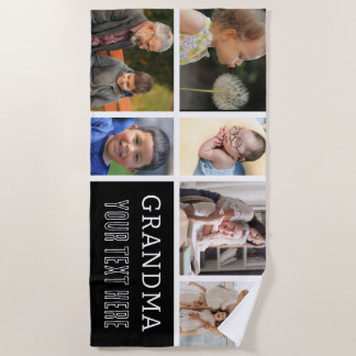 Love You Grandma | Photo Collage & Text Beach Towel