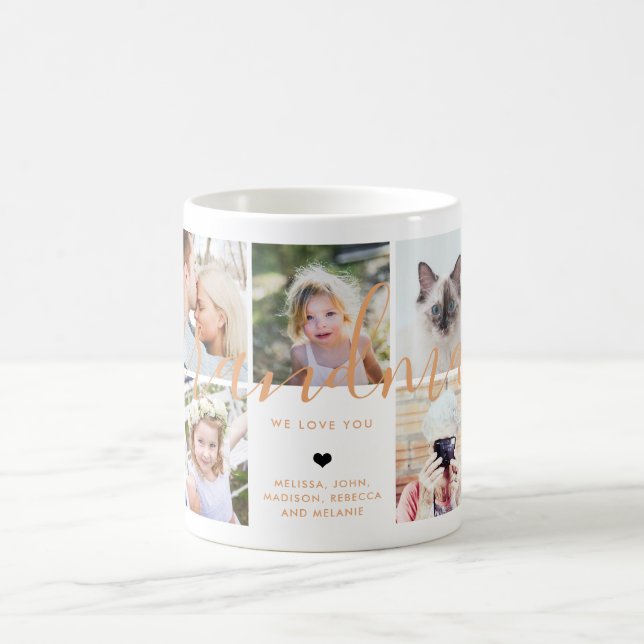 Love You Grandma | Photo Gift Calligraphy Orange Coffee Mug (Center)