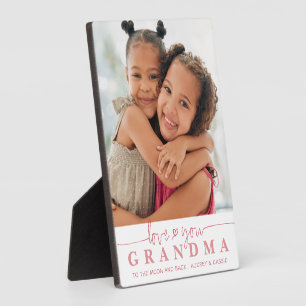 LOVE YOU GRANDMA Photo Handwritten Script Heart Plaque