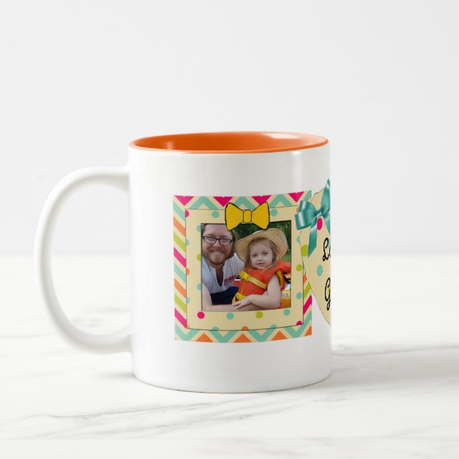 "Love You Grandma" Photo Mug Orange, teal & Yellow (Left)
