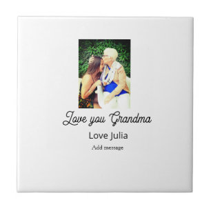 Love you Grandma photo name love message grandkids Ceramic Tile