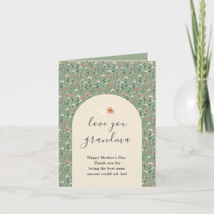Love You Grandma Sage Green Mother's Day Holiday Card