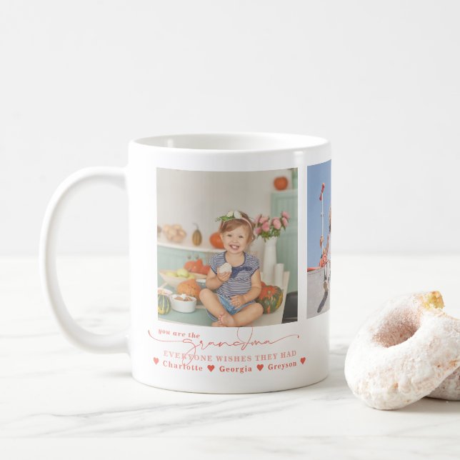Love You Grandma | Three Photo Collage Coffee Mug (With Donut)