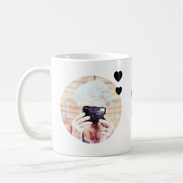 Love You Grandma | Two Photo Handwritten Text Coffee Mug (Left)