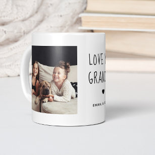 Love You Grandma   Two Photo Handwritten Text Magic Mug