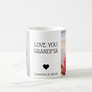 Love You Grandma   Two Photo Handwritten Text Coffee Mug