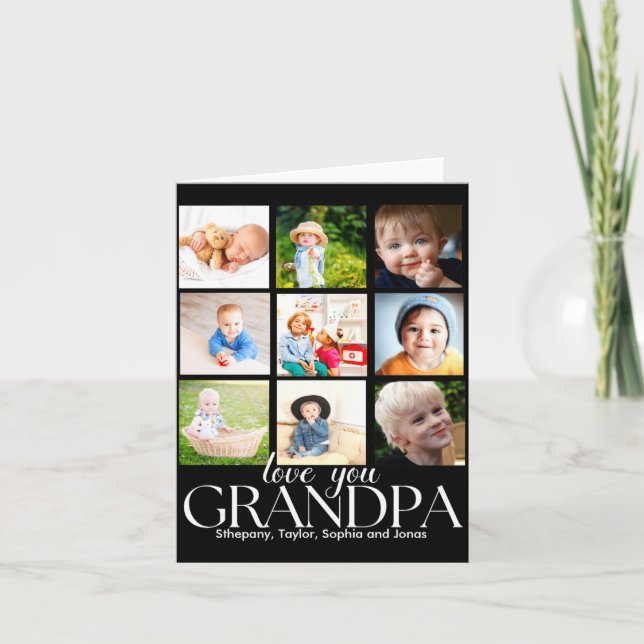 Love You Grandpa Beautiful Collage 9 Photos  Card (Front)