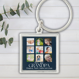 Love You Grandpa Beautiful Collage 9 Photos Key Ring