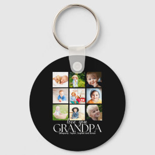 Love You Grandpa Beautiful Collage 9 Photos  Key Ring