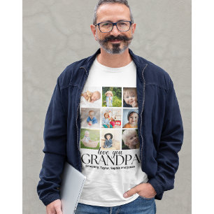 Love You Grandpa Beautiful Collage 9 Photos T-Shirt