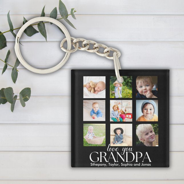 Love You Grandpa Beautiful Collage Photos Key Ring (Creator Uploaded)