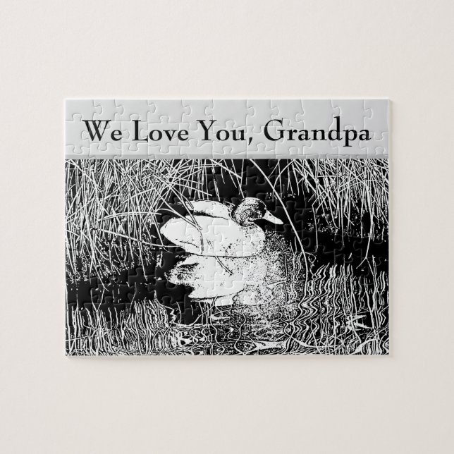 Love You Grandpa Black White Duck Photo Nature Jigsaw Puzzle (Horizontal)