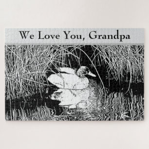 Love You Grandpa Black White Duck Photo Nature Jigsaw Puzzle
