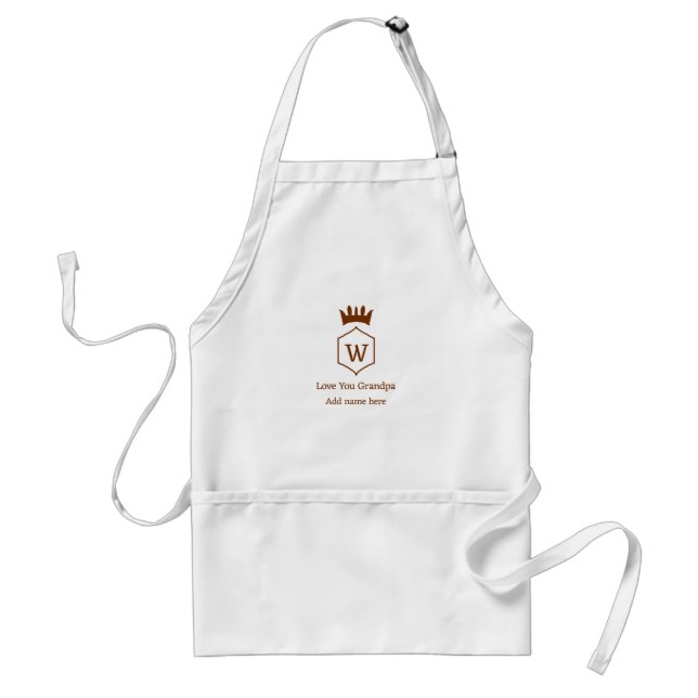 Love you grandpa crown add name details brown squa standard apron (Front)