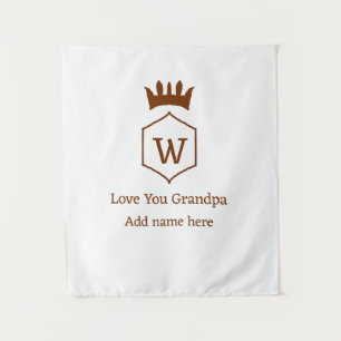 Love you grandpa crown add name details brown squa tapestry