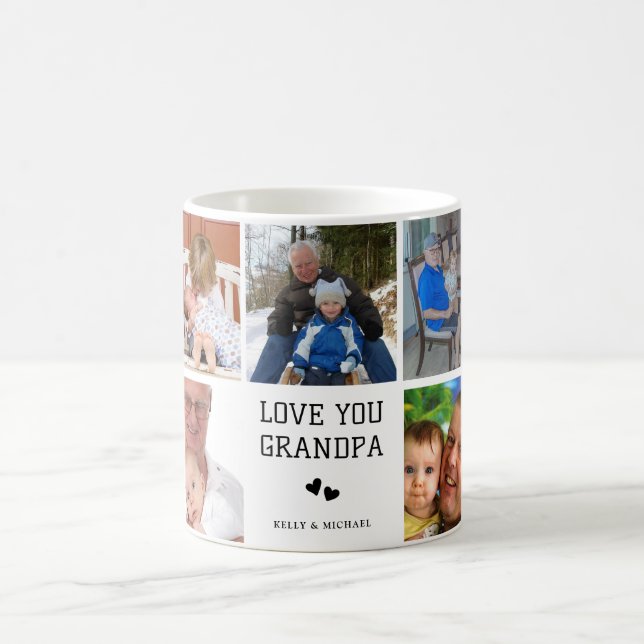 Love You Grandpa | Custom Photo Collage Coffee Mug (Center)