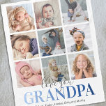 Love You Grandpa Family Photo Fleece Blanket<br><div class="desc">Personalised grandfather family fleecy blanket featuring a 9 picture collage template for you to customise,  the saying "love you grandpa" in a blue gradient font,  and the names of the grandchildren.</div>