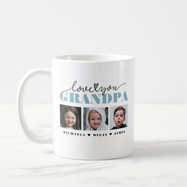 Love You Grandpa/Grampa/Other 3-Photo Coffee Mug (Left)