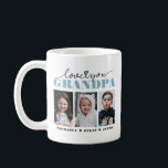 Love You Grandpa/Grampa/Other 3-Photo Coffee Mug<br><div class="desc">Personalised “Love You Grandpa” photo mug with three custom pictures, a heartwarming gift for grandfathers on Father’s Day, birthdays, Christmas, or just because. This design features the phrase “Love You Grandpa” in bold sky blue and black typography, accented with a heart detail, and includes space for three cherished photos that...</div>