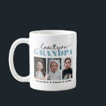 Love You Grandpa/Grampa/Other 3-Photo Coffee Mug<br><div class="desc">Personalised “Love You Grandpa” photo mug with three custom pictures, a heartwarming gift for grandfathers on Father’s Day, birthdays, Christmas, or just because. This design features the phrase “Love You Grandpa” in bold sky blue and black typography, accented with a heart detail, and includes space for three cherished photos that...</div>