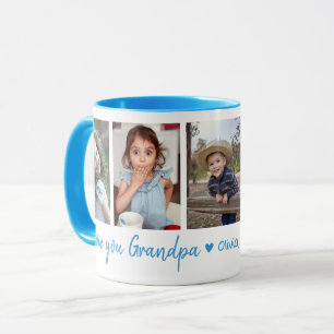 Love You Grandpa Grandkids 5 Photo Collage Blue Mug