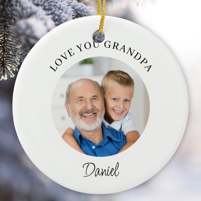 Love You Grandpa Keepsake Photo Ceramic Ornament (Creator Uploaded)