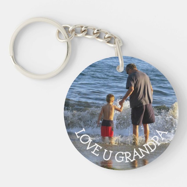 Love You Grandpa Personalised Photo Key Chain (Front)