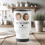 Love You Grandpa | Personalised Two-Face Photo  Travel Mug<br><div class="desc">Show Grandpa how much he means to you with this personalised travel mug featuring two cherished face photos and a heartfelt "Love You Grandpa" message. Perfect for coffee on-the-go or tea at home, this custom mug is a meaningful and practical gift for birthdays, Father’s Day, holidays, or any special occasion....</div>