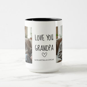 Love You Grandpa Photo Collage Black Heart White Mug