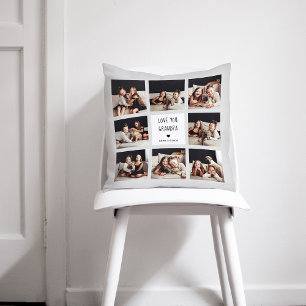 Love You Grandpa   Photo Collage Handwritten Text Cushion