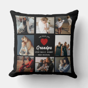 Love You Grandpa Photo Collage Throw Pillow