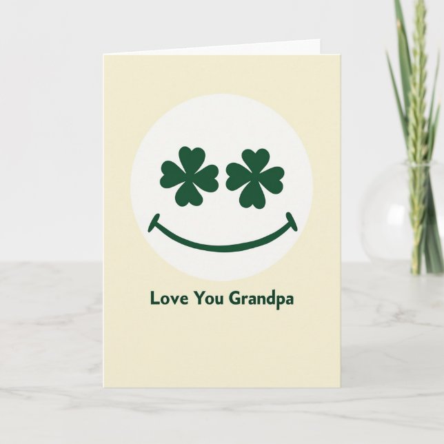 Love You Grandpa Smiling Face Card (Front)