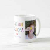Love You Grandpa  | Two Photo Rainbow Colored Text Coffee Mug (Front Right)