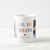 Love You Grandpa  | Two Photo Rainbow Colored Text Coffee Mug (Center)