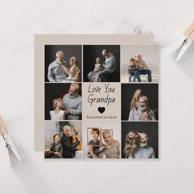 Love You Grandpa with Heart & Photos -  (Front/Back In Situ)