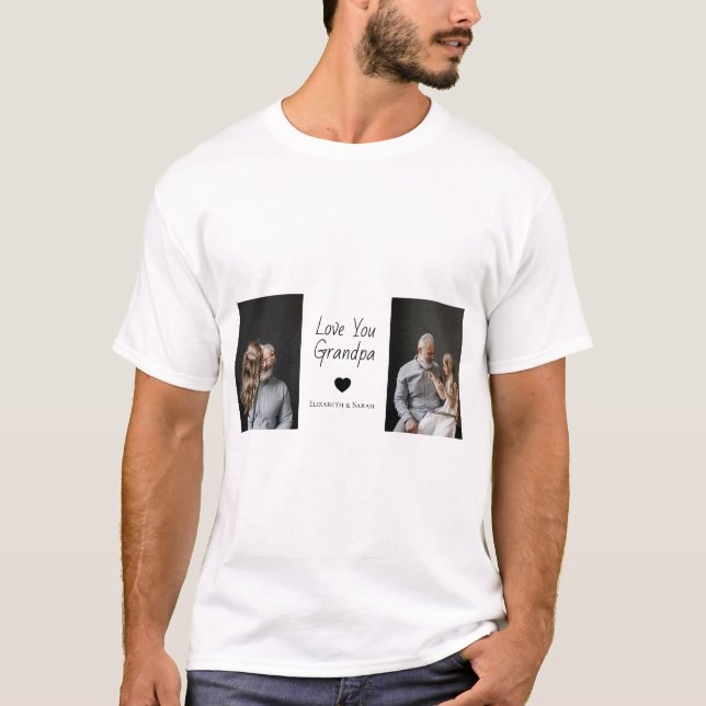 Love You Grandpa with Heart & Photos -  T-Shirt (Front)