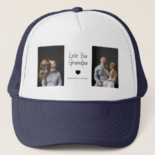 Love You Grandpa with Heart & Photos -  Trucker Hat