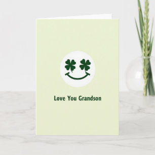 Love You Grandson Green Clover Card