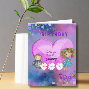 Love you, Granny Pretty Purple Birthday Card