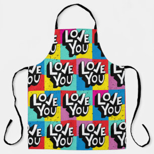 Love you. Hand lettering pattern for Valentine's d Apron