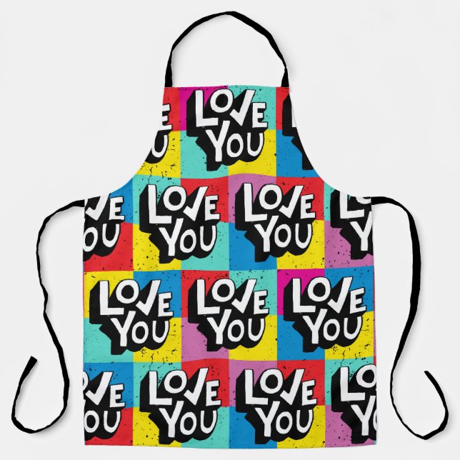 Love you. Hand lettering pattern for Valentine's d Apron (Front)