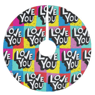 Love You: Hand Lettering Valentine Brushed Polyester Tree Skirt