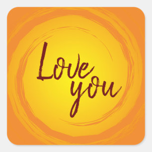 Love You Happy Cheerful Yellow Sun Square Sticker