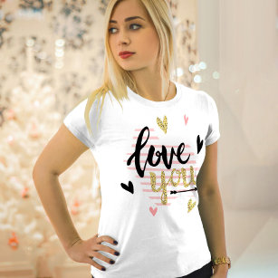 Love You   Happy Valentine's Day Modern Cute Gift T-Shirt